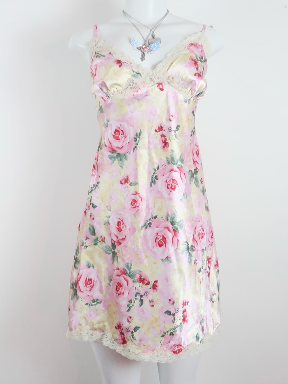 Secret Treasures Y2K Floral Satin Lace Trim Slip Dress Size G (12/14) — Coquette